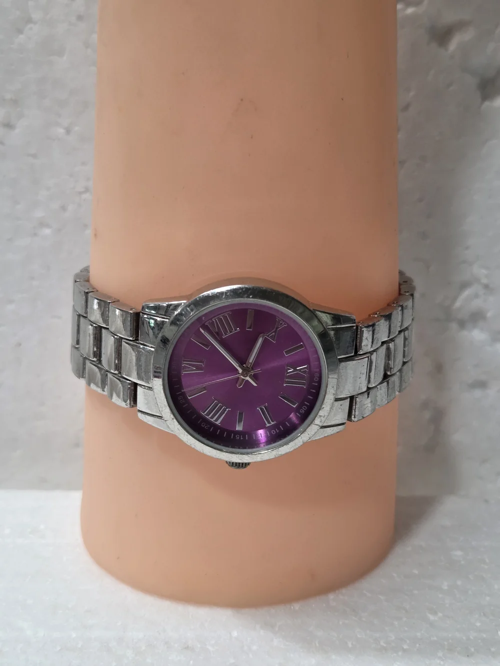 FMD Classic Silver Bracelet Watch with Purple Dial